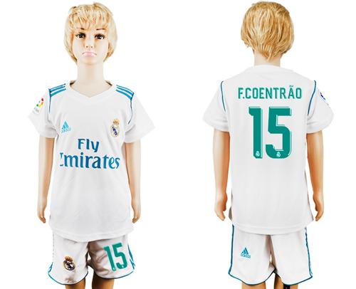 Real Madrid #15 F.Coentrao White Home Kid Soccer Club Jersey